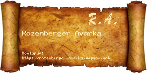 Rozenberger Avarka névjegykártya